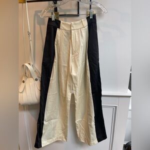 Katush x Stunning Lure Two-Tone Wide Leg Pants – Black & Cream, Size S